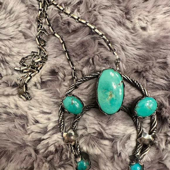 Turquoise naja paper clip 925 solid sterling silver necklace - Picture 2 of 8